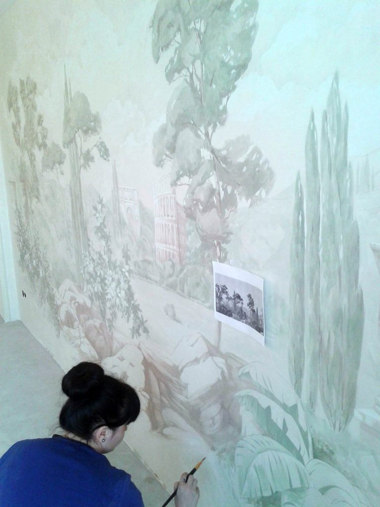 Роспись стен. Акварель.